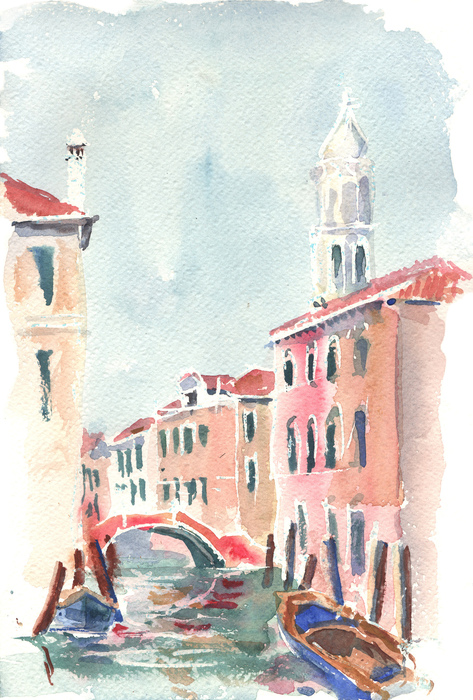 Bild Minimalistischer Venezianischer Kanal Aquarell