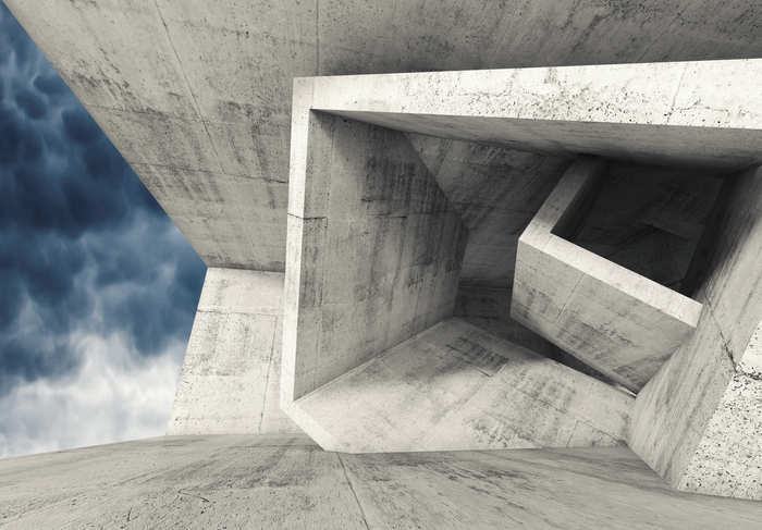 Fototapete Illustration 3D mit Betonblöcken