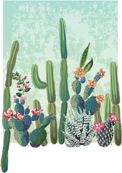 Poster Ein Aquarellstrauß aus farbenfrohen Sukkulenten