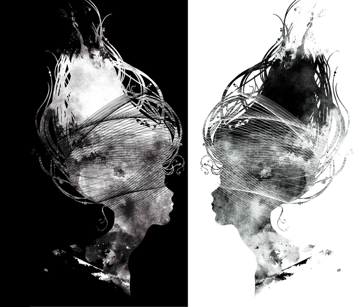 Fototapete Symmetrische Porträts in Schwarz-Weiß
