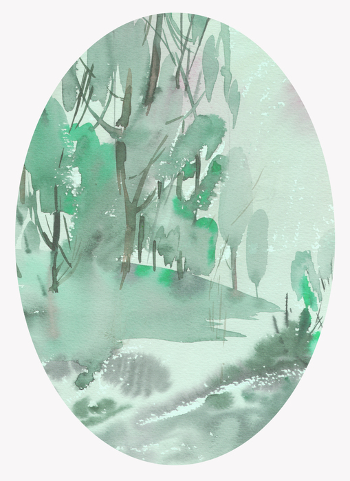 Poster Natur Wald mit Aquarell