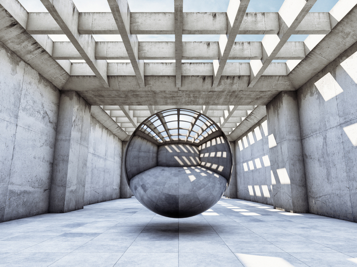 Fototapete Betontunnel mit Kugel 3D