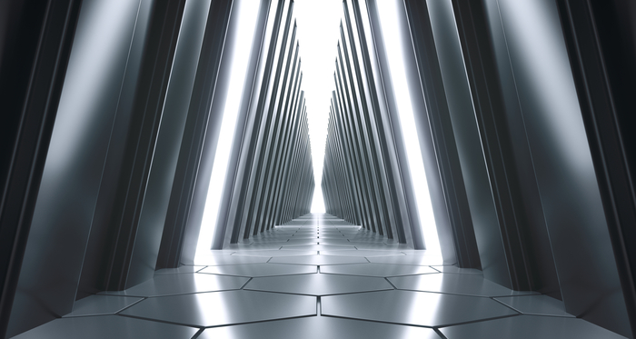 Fototapete Futuristischer schwarzer Tunnel