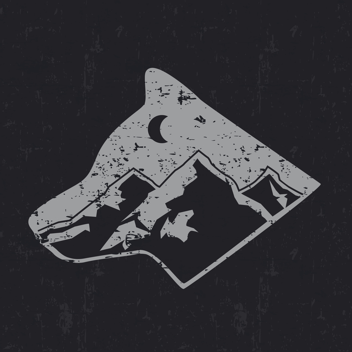 Poster Tier Grauwolf und Berge