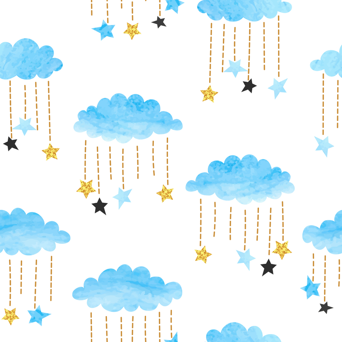 Poster Wolken, an denen Sterne hängen