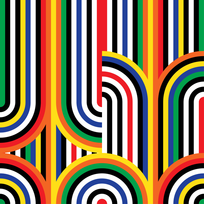 Fototapete Geometrische Zerrisene Kreise mit Streifen