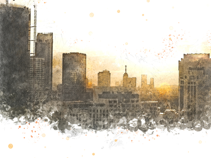 Bild Mit Aquarellfarbe gemalte Stadt