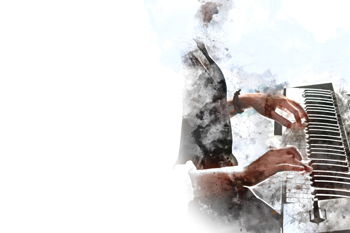 Poster Aquarellillustration von Händen, die Klavier spielen