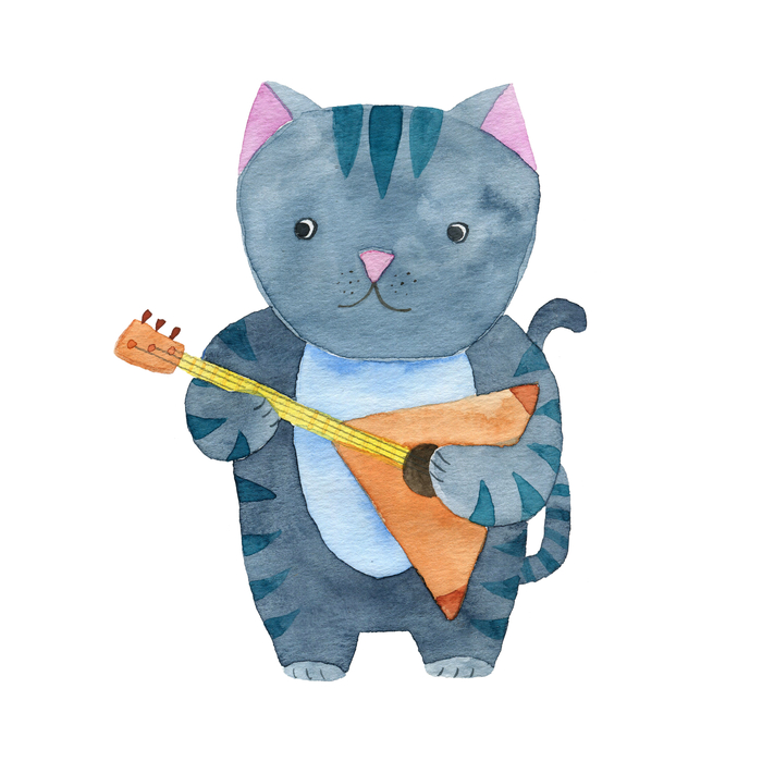 Poster Katze mit Gitarre