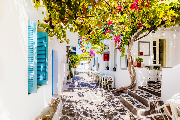 Fototapete Schöne Straße auf Paros Island, Griechenland