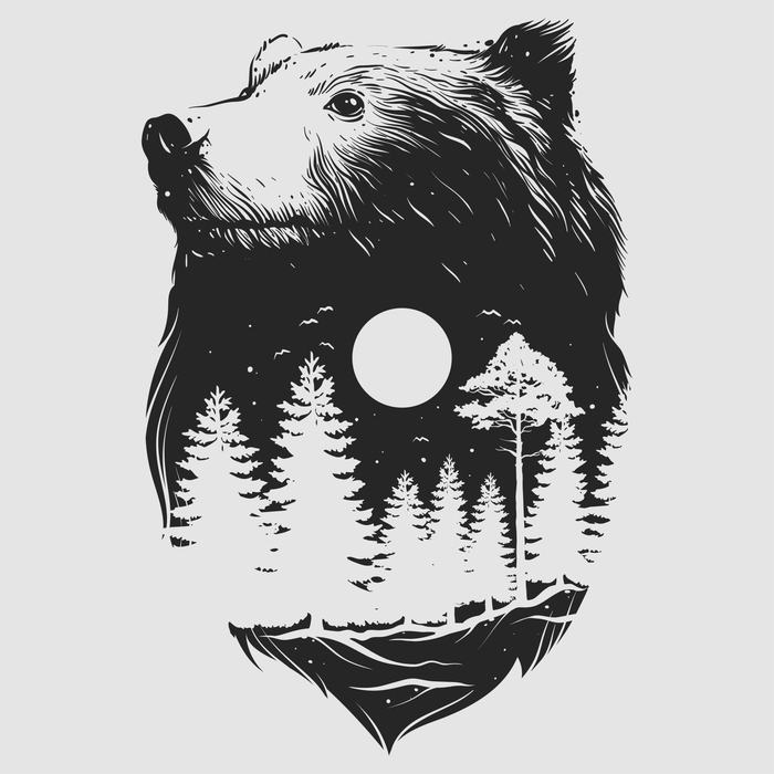 Poster Tier Bär und Wald