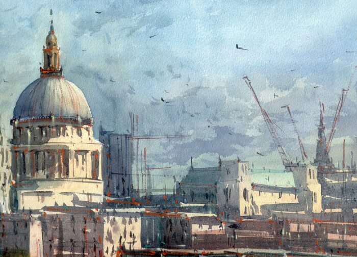 Bild Aquarell Stadt Anblick Abbildung