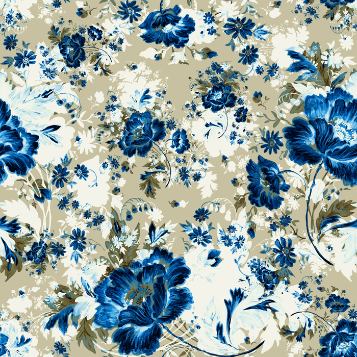 Bild Blaues Muster mit Blumen