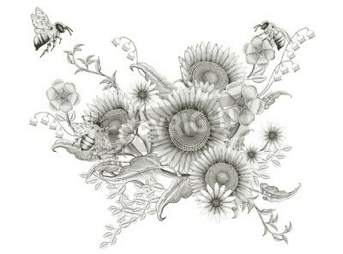 Bild Botanisches Motiv mit Bienen