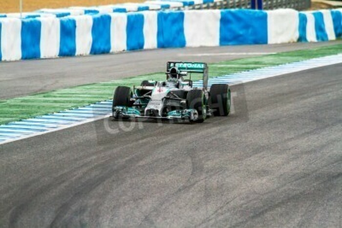 Fototapete Strecke mit blau-weißen Absperrungen