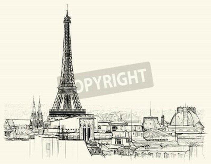Fototapete Skizze von Paris