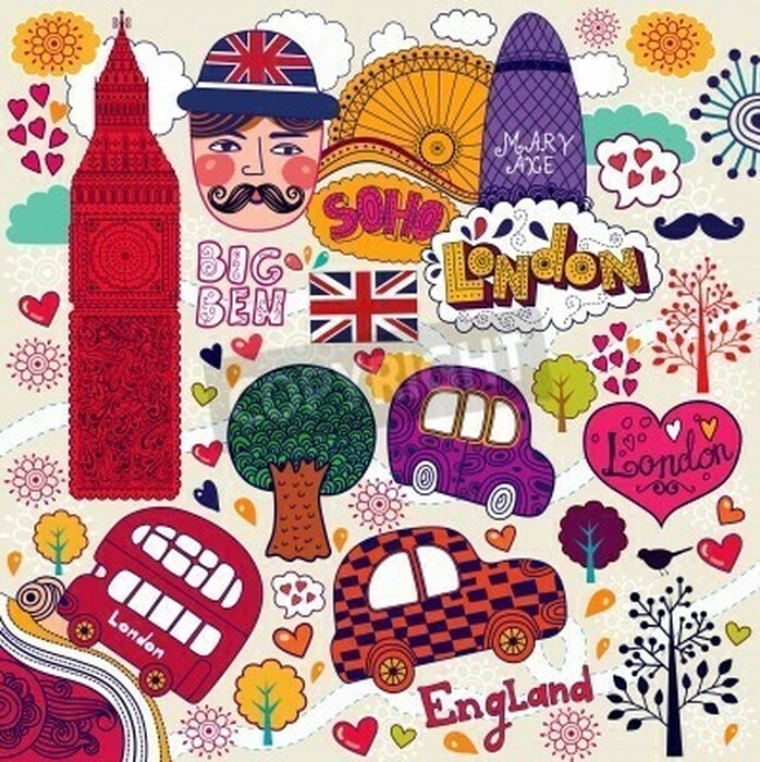 Poster Illustrative Symbole von London