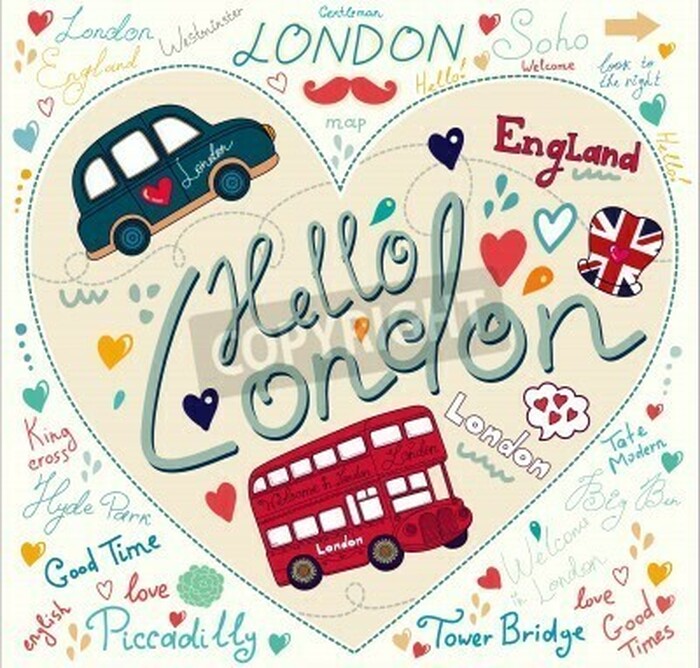 Poster Hello London Postkarte