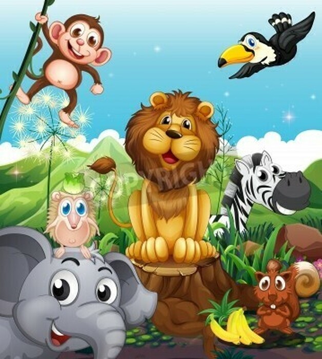 Fototapete Lächelnde tropische Tiere