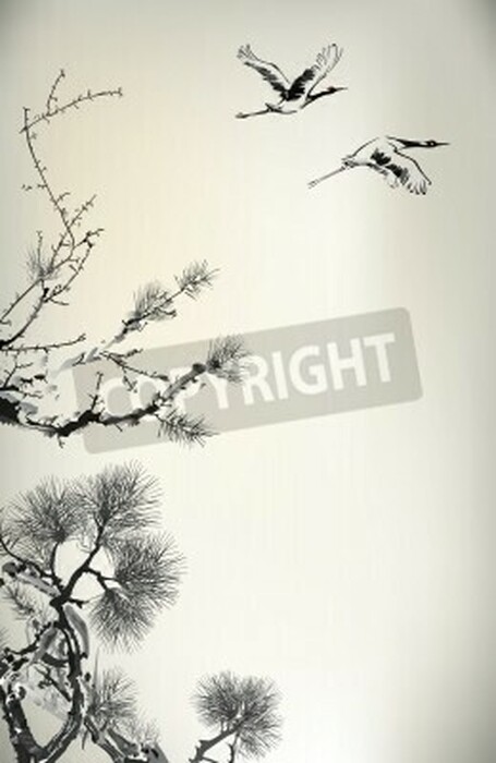 Fototapete Fortfliegende Kraniche