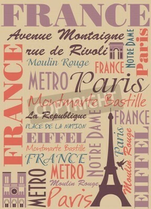 Fototapete Vintageillustration aus Paris