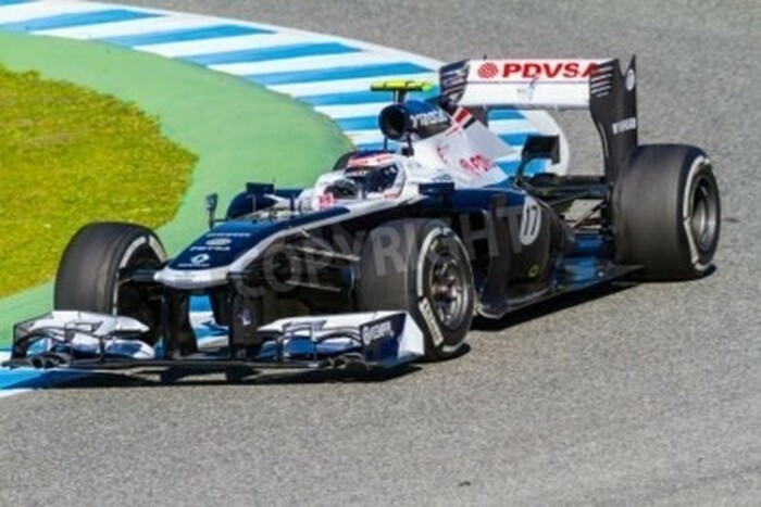 Fototapete Weiß-blauer Bolid