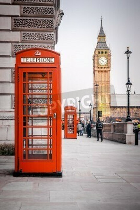 Poster London und rote Telefonzelle