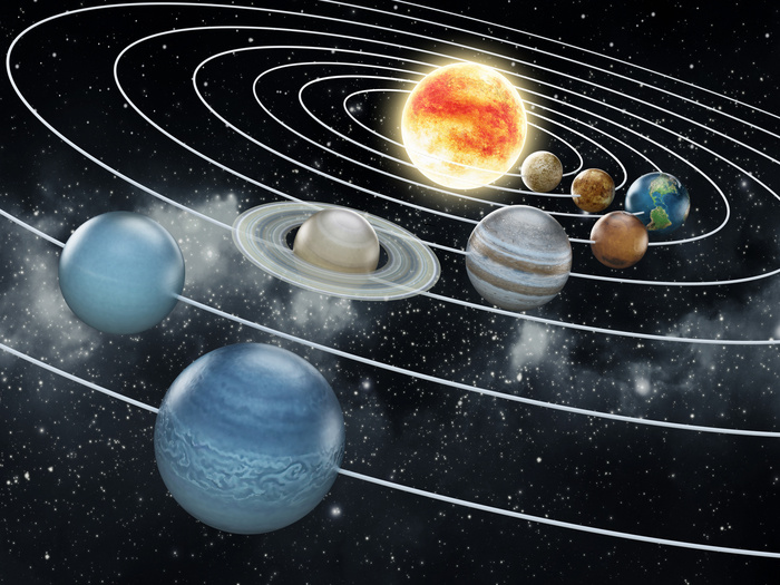 Fototapete Solar system with eight planets