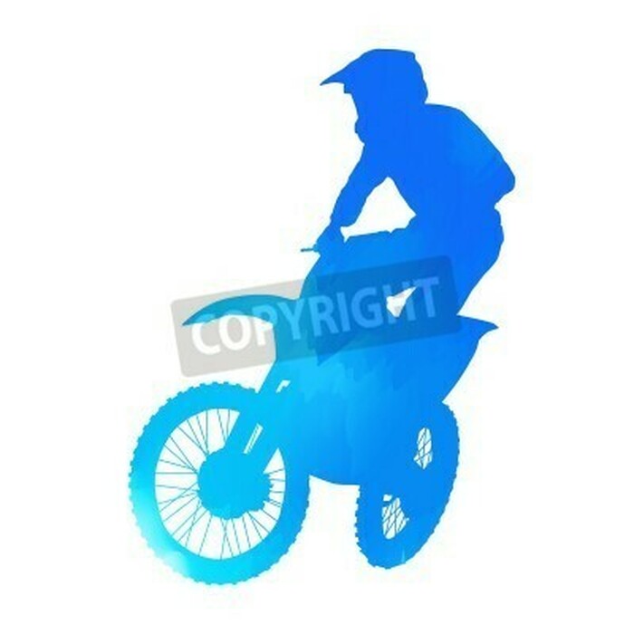 Fototapete Blaue Motorrad-Silhouette