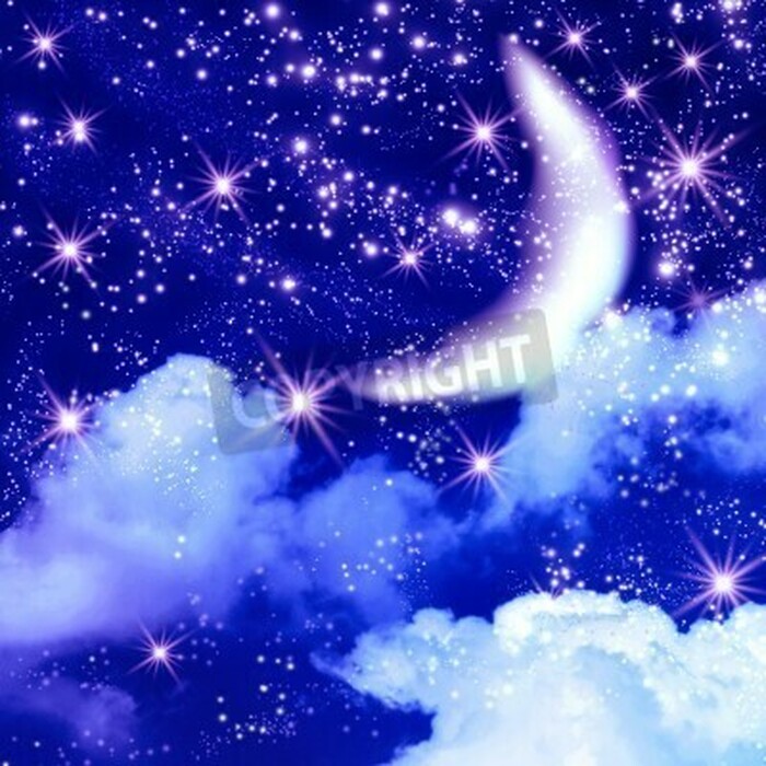 Fototapete Gezeichneter Mond und Sterne