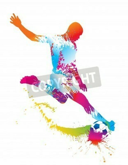 Poster Fußball Spieler in Regenbogenfarben