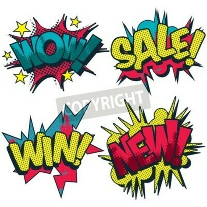 Fototapete Zeichentrick-Blasen mit Untertiteln