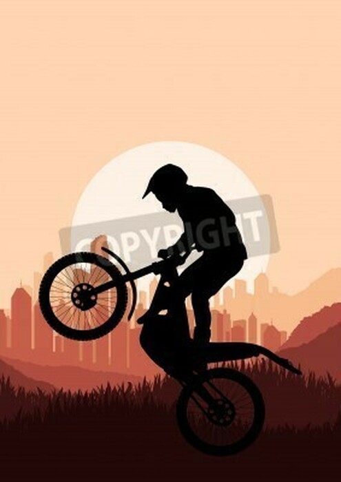 Fototapete Moped auf einem grafischen Hintergrund