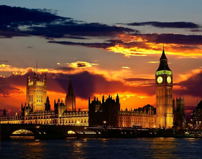 Poster Londoner Skyline mit Big Ben und Parlament