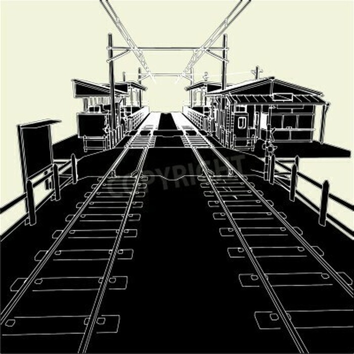 Fototapete Abstrakte Bahnstation ohne Züge