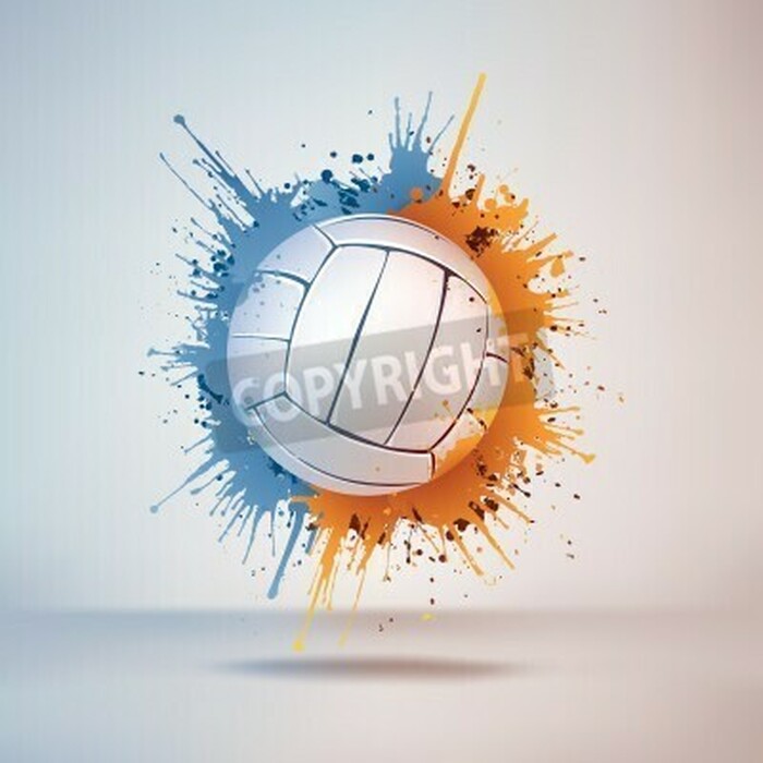 Poster Volleyball Ball auf buntem Farbfleck