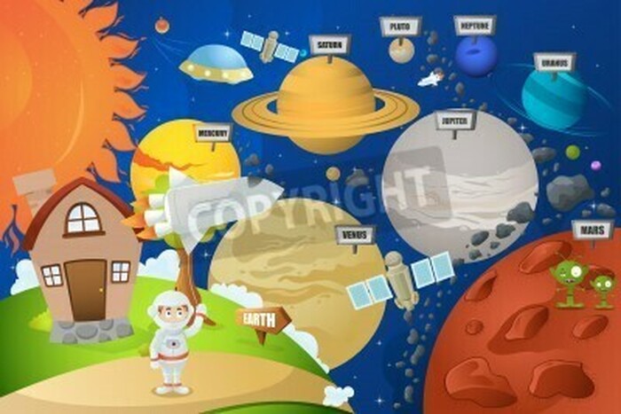 Fototapete Sonnensystem Illustration für Kinder