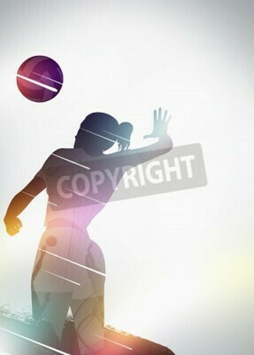 Poster Volleyball Grafik mit einer aufschlagenden Volleyballspielerin