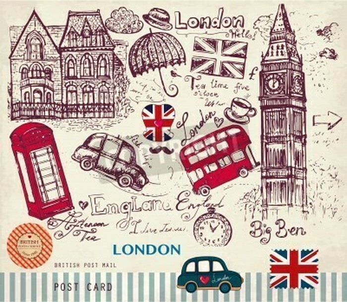 Poster Retro-Symbole von London