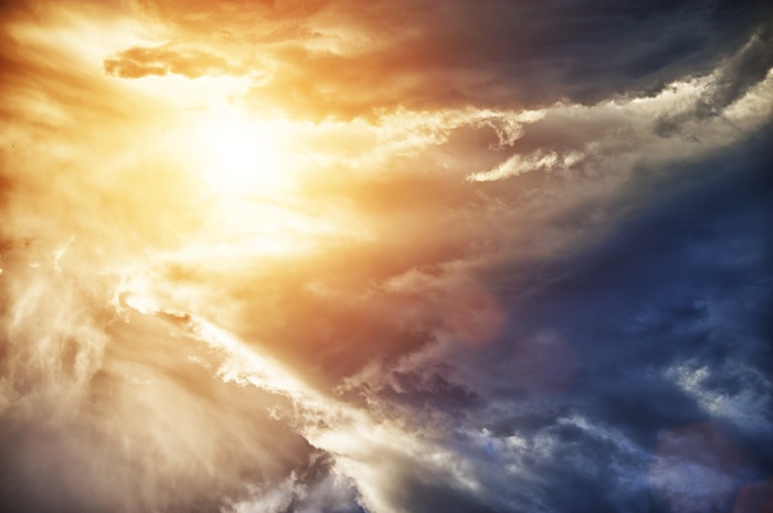 Fototapete Pastellfarbene Haufenwolken