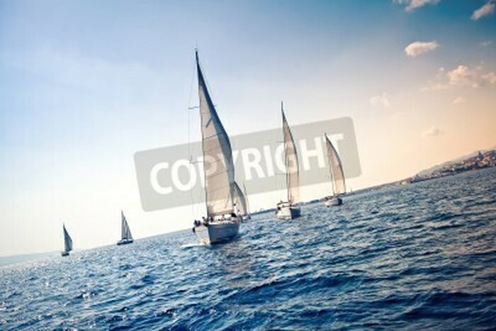 Fototapete Weiße Segelboote auf Meer
