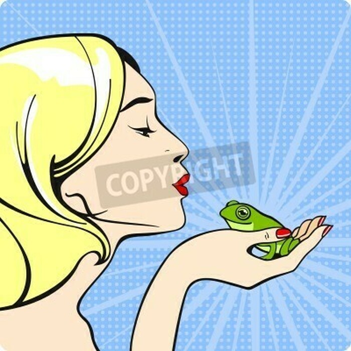 Fototapete Einen Frosch küssende Frau Pop Art