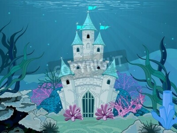 Fototapete Unterwasser Schloss der Meerjungfrauen