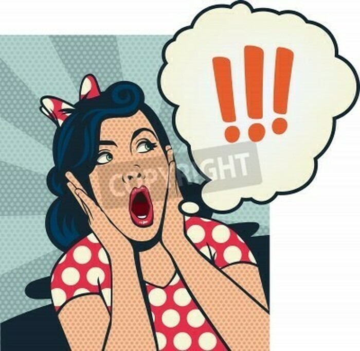 Fototapete Überraschte Frau Pop Art