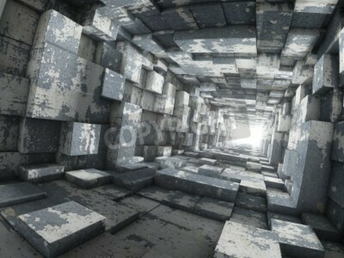 Fototapete Quadratischer Tunnel 3D