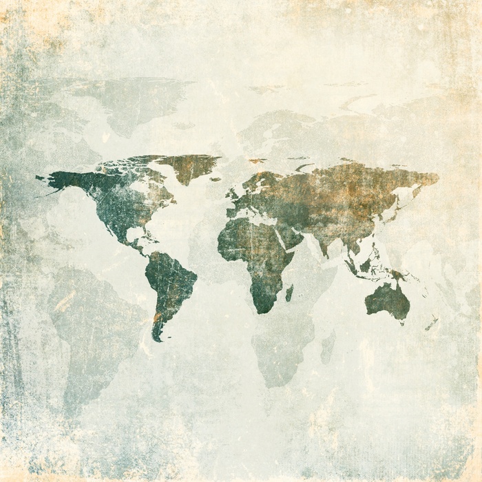 Fototapete Weltkarte mit veraltetem Hintergrund