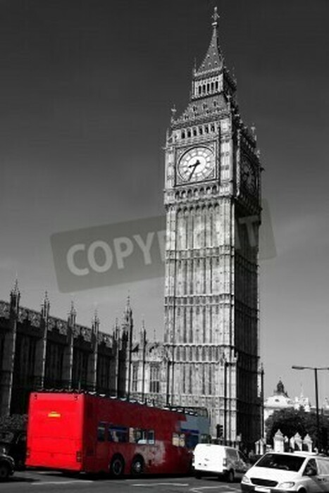 Poster Londoner roter Bus mit Big Ben