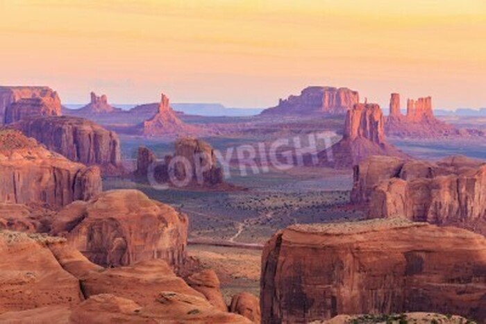 Fototapete Wüste und Felsen bei Sonnenaufgang