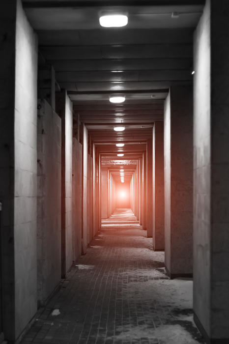 Fototapete Langer Betontunnel