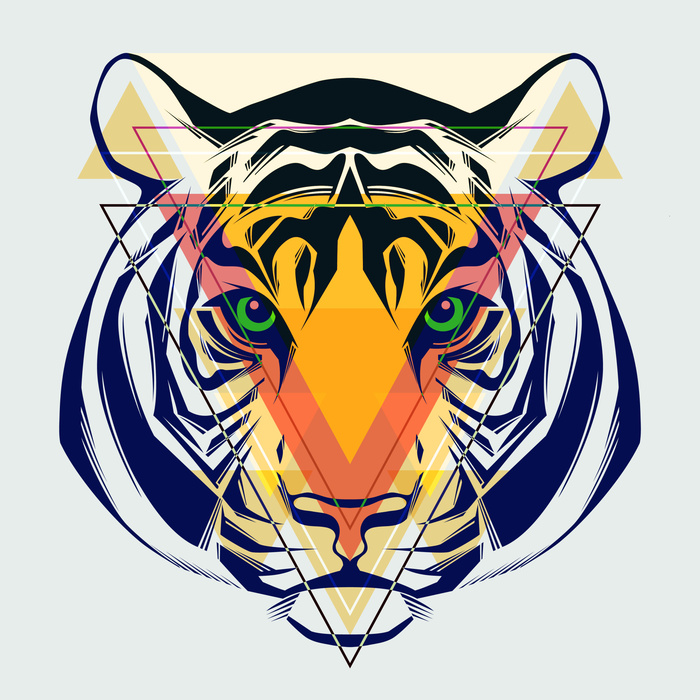 Poster Geometrische darstellung eines tigers